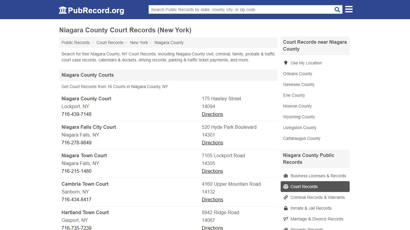 Free Niagara County Court Records (New York Court Records) - PubRecord.org